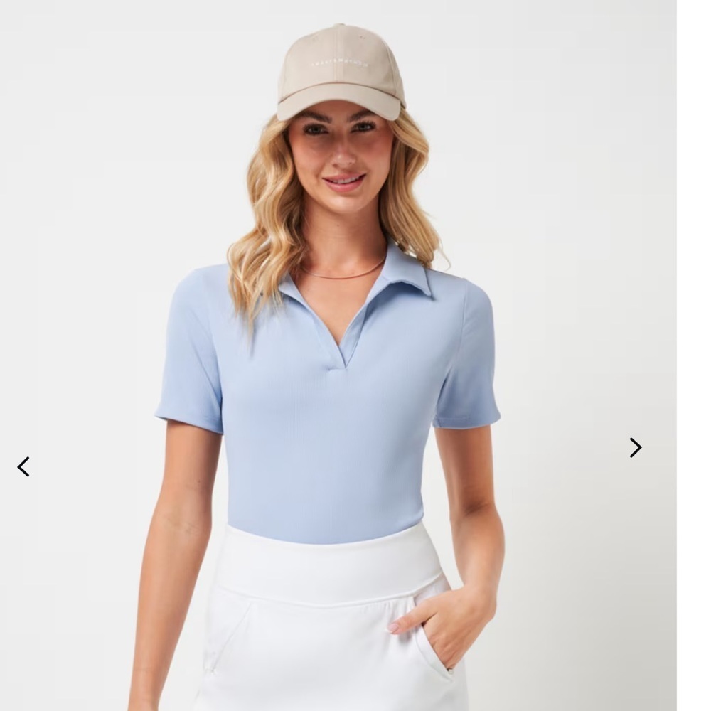 Travis Mathew MOVEKNIT VNECK POLO in blue XL NWT